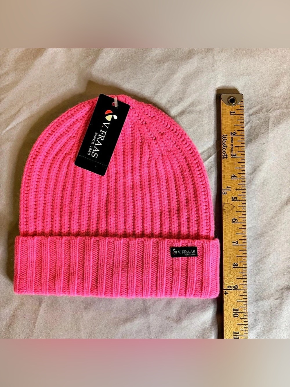 V FRAAS Pink Ribbed Beanie NWT
